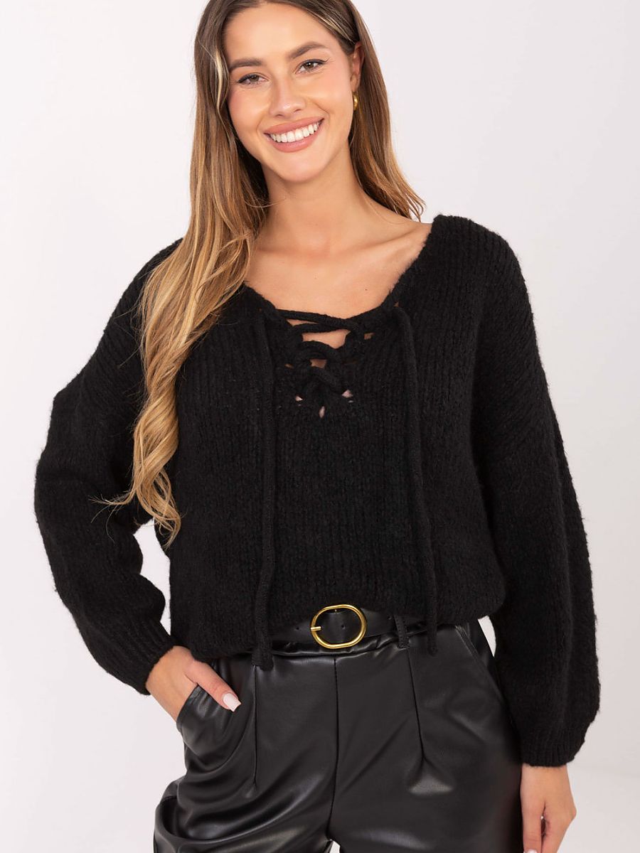 Pull à lacets noir