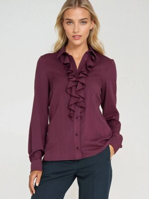 Chemise jabot prune