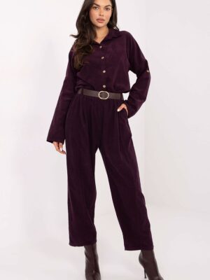 Pantalon effet velours bordeaux