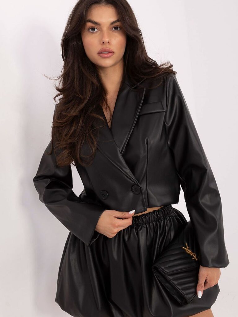 Jupe mini noire simili cuir femme avec bande élastique confortable