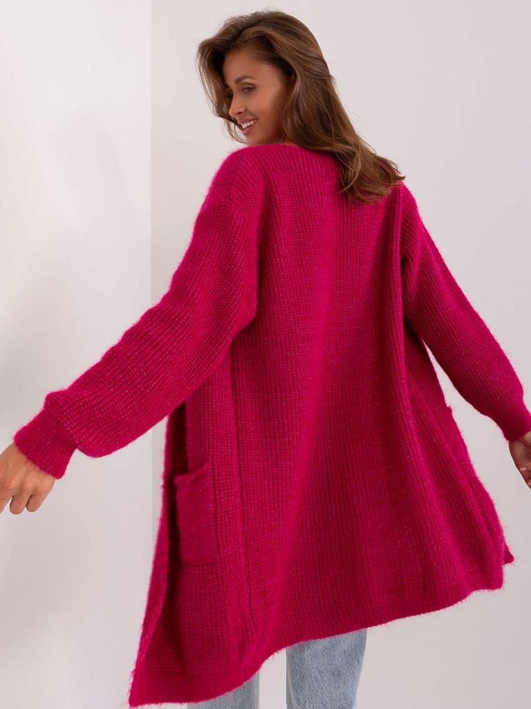 Cardigan Rosalie ouvert rosé, coupe fluide, manches longues, poches — vue 2