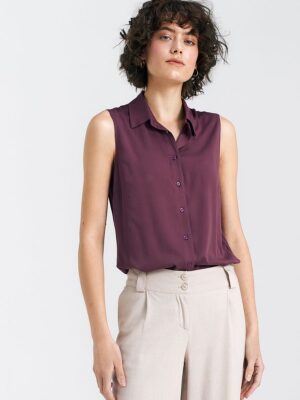 Chemisier sans manches classique bordeaux