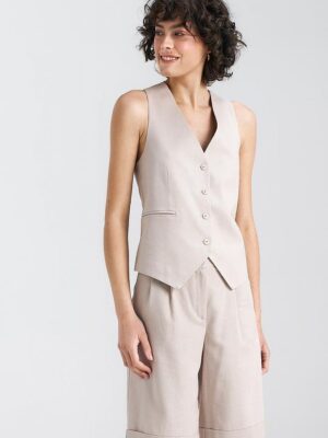 Gilet sans manche beige collection lin