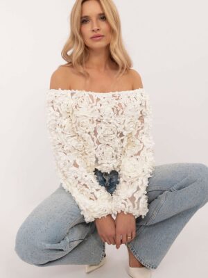 Pull collection fleurs beige