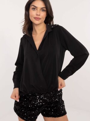 Chemise col cristal noir