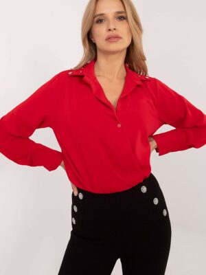 Chemise col strass rouge