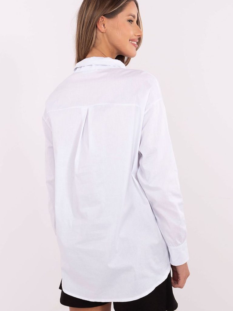 Chemise Léa blanche avec cravate amovible broche col classique — vue 2