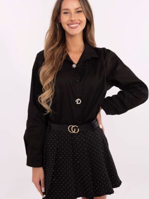 Chemise noire boutons Conchos