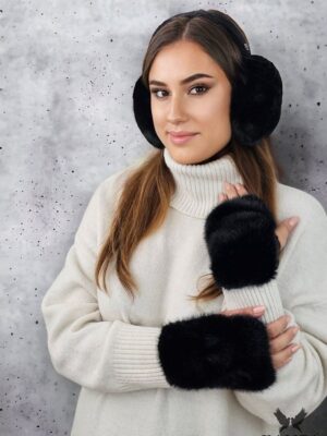 Cache oreille fausse fourrure noir