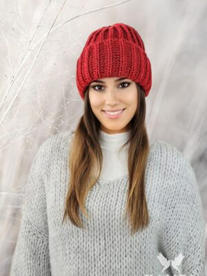 Bonnet tricot collection laine rouge