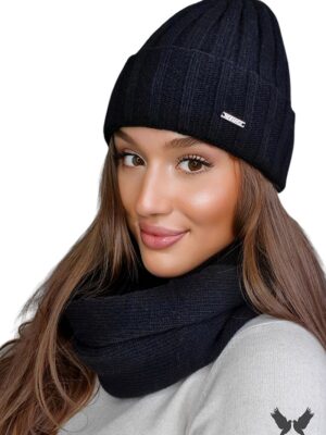 Ensemble écharpe et bonnet coton noir