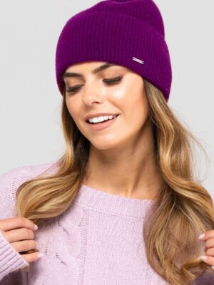 Bonnet laine mérinos violet