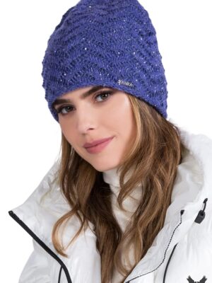 Bonnet collection laine/mohair paillettes bleu nuit