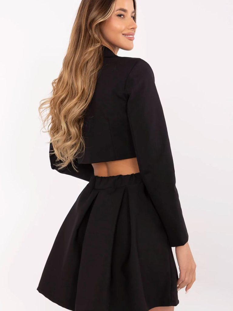 Jupe Camille noire évasée avec shorts intégrés, ceinture ajustable — vue 2