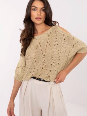 Pull collection métallique beige