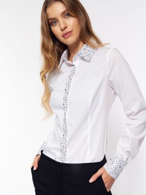 Chemise collection poignets et col imprimés blanche