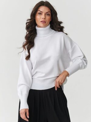 Pull Col roulé blanc