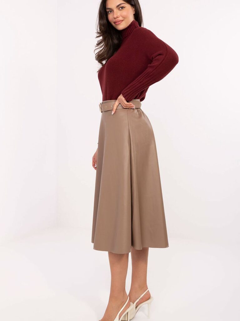 Jupe midi jaune simili cuir, longueur 75 cm, look bureau chic — vue 1