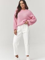 Pantalon velours côtelé taille haute femme coupe affinante couleur unie — vue 1