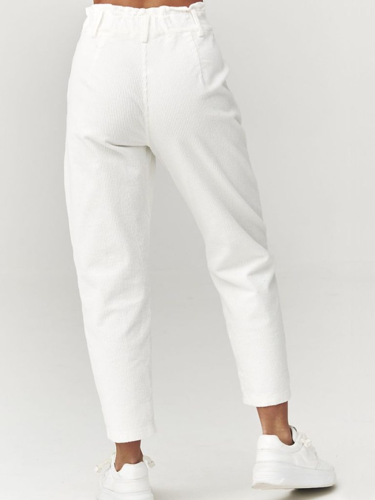 Pantalon Véronique velours blanc, taille haute affinage, coupe moderne — vue 2