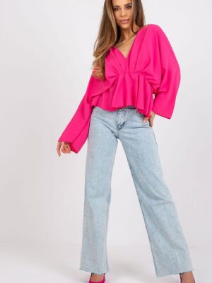 Blouse phénoménale manches larges rose flash