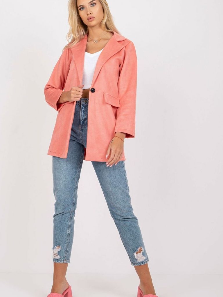 Veste jaune effet daim, coupe ajustée, manches longues, fermeture glissière — vue 1