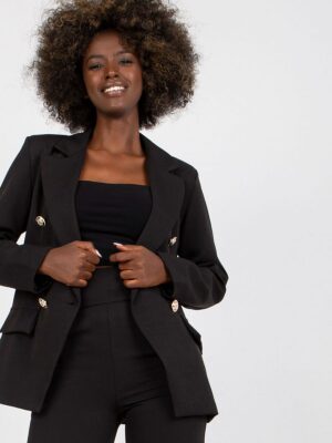 Veste à gros bouton doré noire