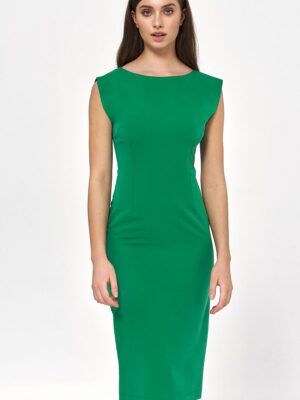 Robe droite avec dos encolure V verte