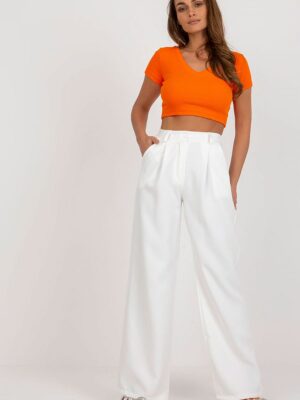 Pantalon large taille haute blanc