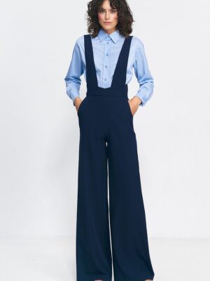 Combinaison bretelle bleu marine bas évasé