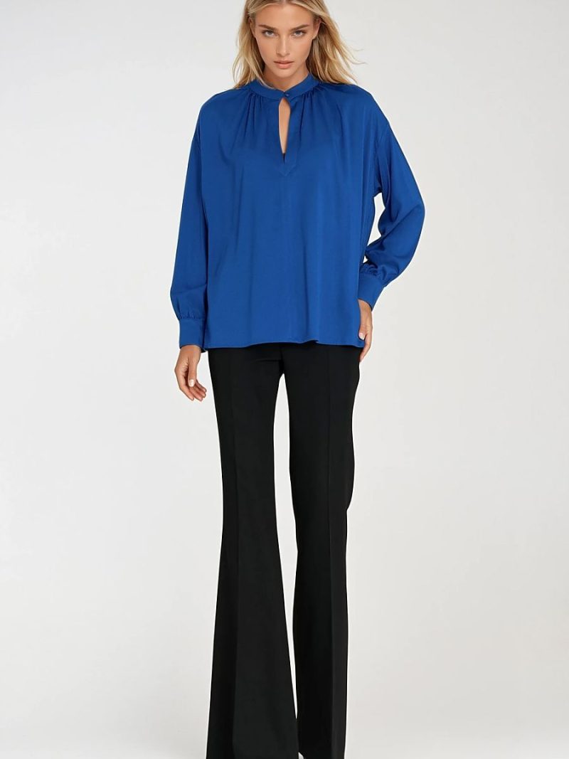 Chemisier Éloise viscose oversize décolleté goutte d'eau, plis raffinés — vue 1