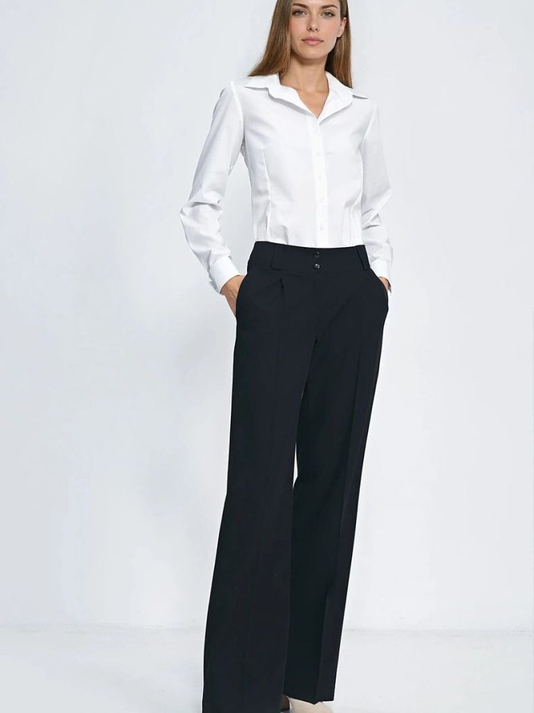 Chemise blanche cintrée manches longues col structuré femme — vue 1