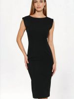 Robe Sabine noire avec dos ajouré en cœur, décolleté rond