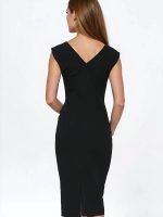 Robe Sabine noire avec dos ajouré en cœur, décolleté rond — vue 2