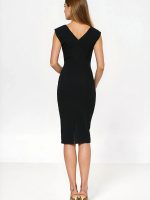 Robe Sabine noire avec dos ajouré en cœur, décolleté rond — vue 3