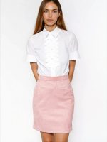 Chemise femme manches courtes plis structurés coton naturel