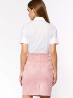 Chemise femme manches courtes plis structurés coton naturel — vue 2