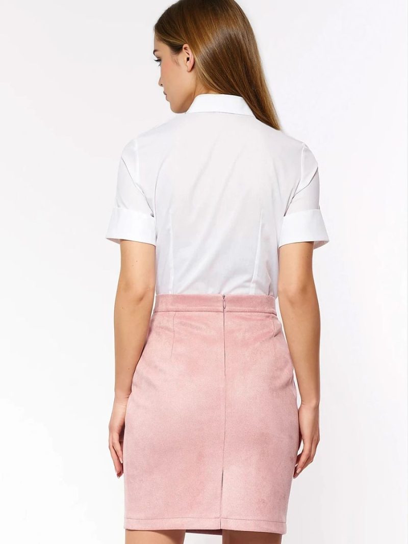 Chemise femme manches courtes plis structurés coton naturel — vue 2