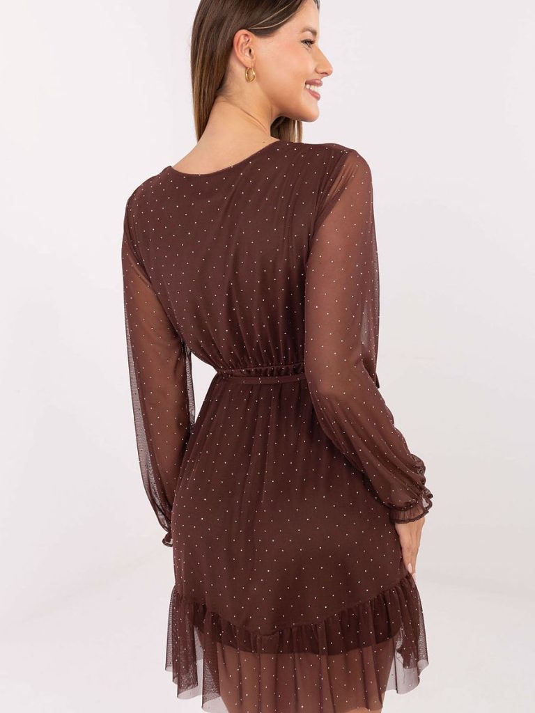 Robe cocktail évasée à strass, épaulettes et ceinture amovible — vue 2