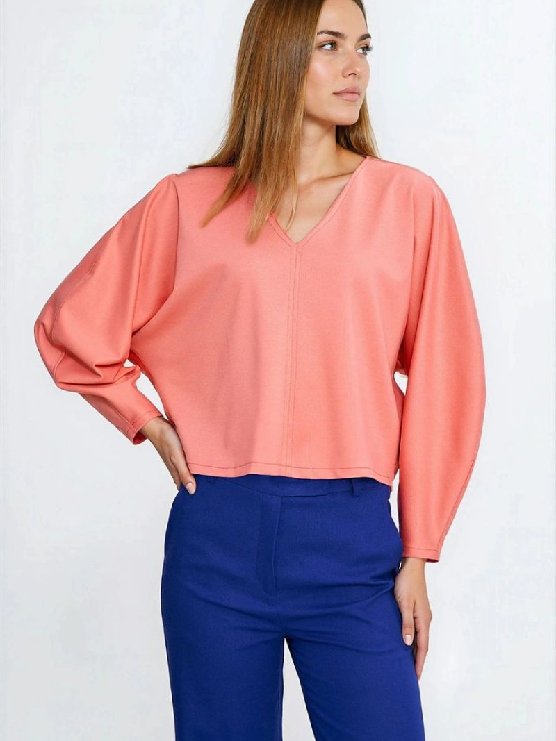 Chemisier Léa oversize viscose avec encolure V et manches ballon — vue 1