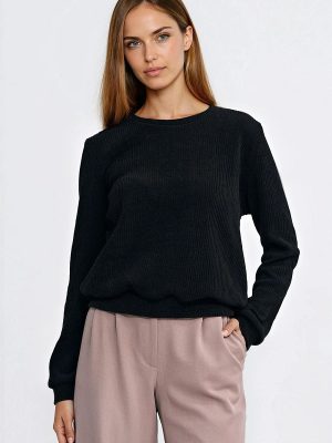 Sweatshirt côtelé Charlotte gris, coupe régulière, manches longues