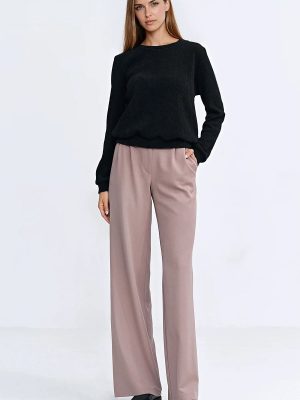 Sweatshirt côtelé Charlotte gris, coupe régulière, manches longues — vue 1