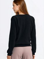 Sweatshirt côtelé Charlotte gris, coupe régulière, manches longues — vue 2