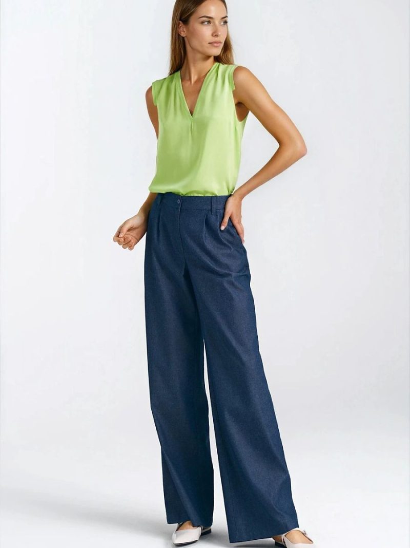 Chemisier sans manches teinte citron, décolleté V, plis aux épaules, viscose fluide — vue 1