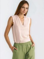 Chemisier Léa en viscose avec décolleté V et fronces aux épaules — vue 1