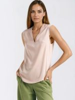 Chemisier Léa en viscose avec décolleté V et fronces aux épaules — vue 3