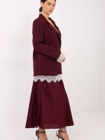 Blazer noir de soirée femme avec finitions dentelle aux manches et ourlet — vue 1