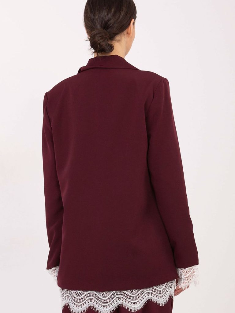 Blazer violet femme avec finitions dentelle aux manches et ourlet — vue 2