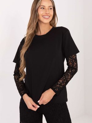 Chemisier blanc femme manches dentelle 3/4 col rond