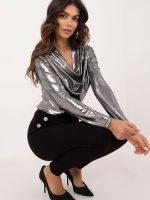Blouse soirée semi-brillante avec plis décor et décolleté fluide — vue 1